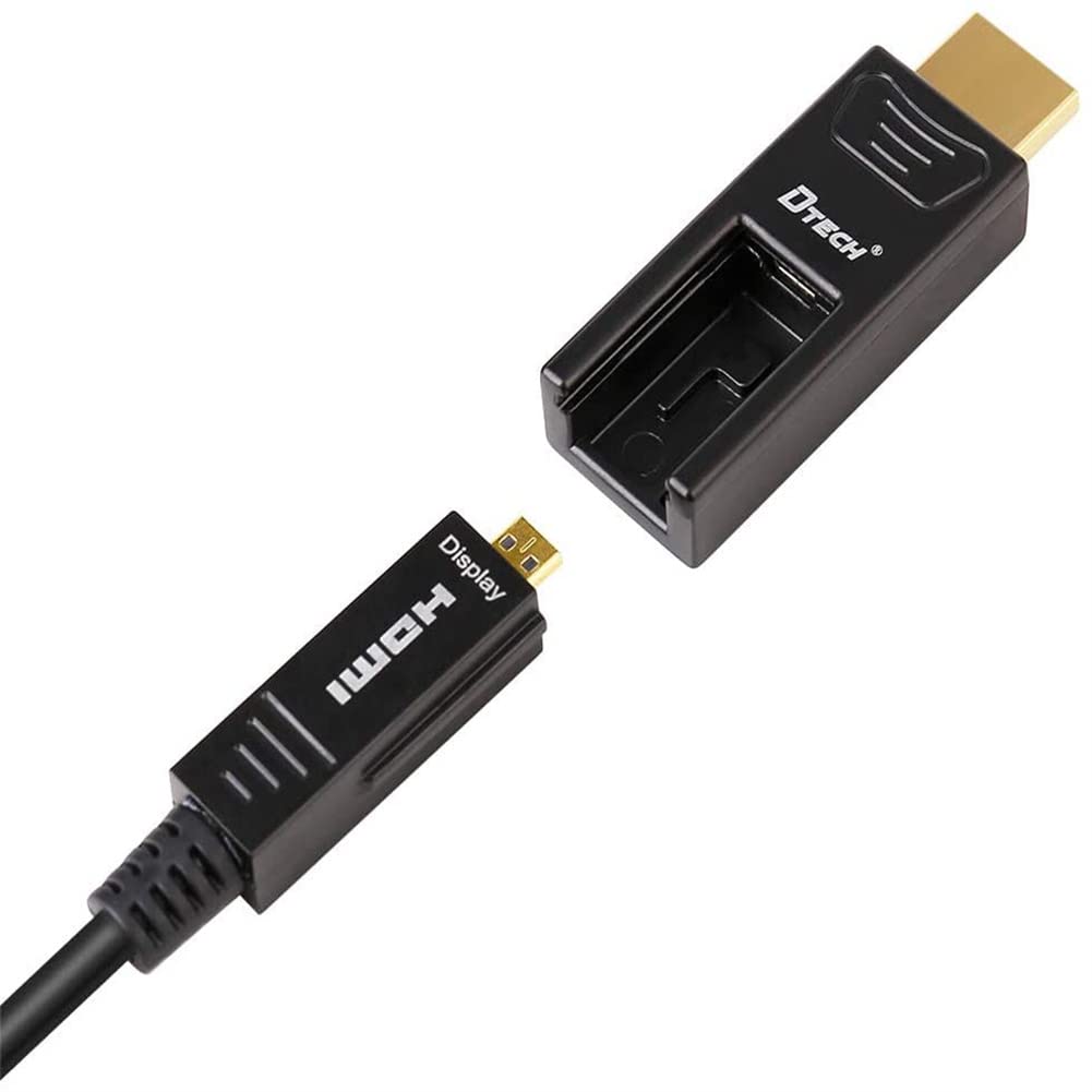 DTech Cavo HDMI in fibra di vetro da 200 piedi 4K 60Hz 444 422 420 Chroma Subsampling HDCP 2.2 18Gbps ad alta velocità con cavo rimovibile standard da HDMI a Micro HDMI per proiettore TV, computer