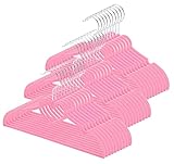 JIUXCF Pink Kids Hangers (12.8” - 30 Pack), Non Slip Toddler Velvet Hangers, Ultra Slim Space Saving Childrens Hanger - 360° Swivel Hook, Heart Hangers for Durable & Cute