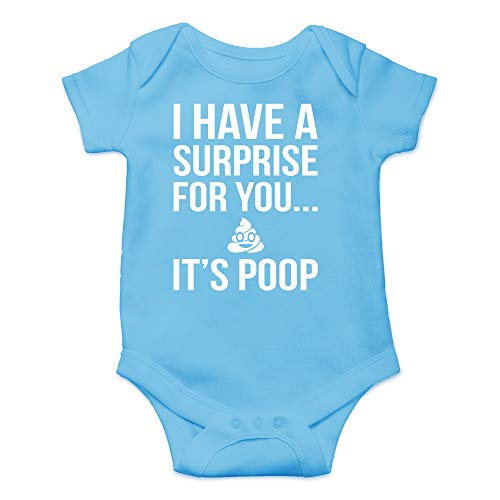 I Have a Surprise for You It s Poop - Funny Soon to Be Mom and Dad Gift - Cute Infant One-Piece Baby Bodysuit (Newborn, Light Blue)