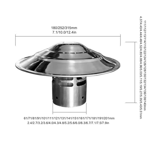 Estufa de leña sombrerete de 17 cm para conducto vertical resistente 3