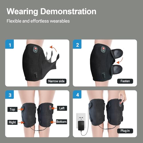 CooCoCo FSA Eligible HSA Knee Massager with Heat, Knee Pain Relief, Knee Heating Pad, Electric Heated Knee Brace with 2 Heating Levels, 5 Vibration Modes, 4pcs 5''x9'' Cold Packs by CooCoCo - Image 7