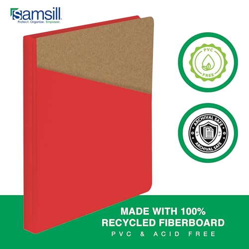 Image of Samsill Durable 0.5 Inch Binder, D Ring Binder, Customizable Clear View Cover, Ruby Red, Holds 125 Pages