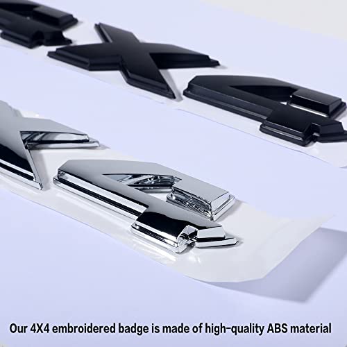 Image of 4x4 Chrome Emblem Sticker Replacement, 8 Inch 3D Car Truck Body Side Fender Rear Trunk Adhesive Decal (Black)