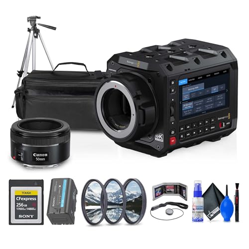 Blackmagic Design Pyxis 6K Full-Frame Cinema Box Camera (Canon EF) (CINECAMCPYXD60LFEF) + 256GB CFexpress Type B Card + Canon 50mm Lens + Case + Tripod + BP-U35 + Lens Filter Kit + More
