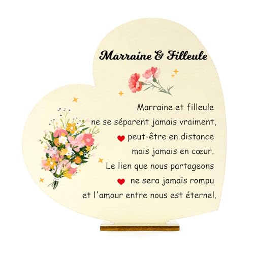 Marraine Cadeau Personnalisé - Plaque En Bois Cadeau Marraine Pour Noel, Anniversaire, Baptême et Demande Marraine