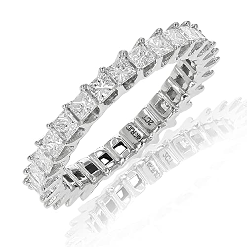 Vir Jewels 2 Cttw Diamond Eternity Ring For Women, Princess Cut Diamond Wedding Band In 14K White Gold Prong Set, Size 7 #TOP3