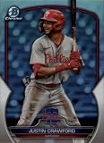 2023 Bowman Draft Chrome Refractor Baseball #BDC-71 Justin Crawford Philadelphia Phillies Official MLB Trading Card (Stock Photo Shown, Card in Near Mint to Mint Condition)