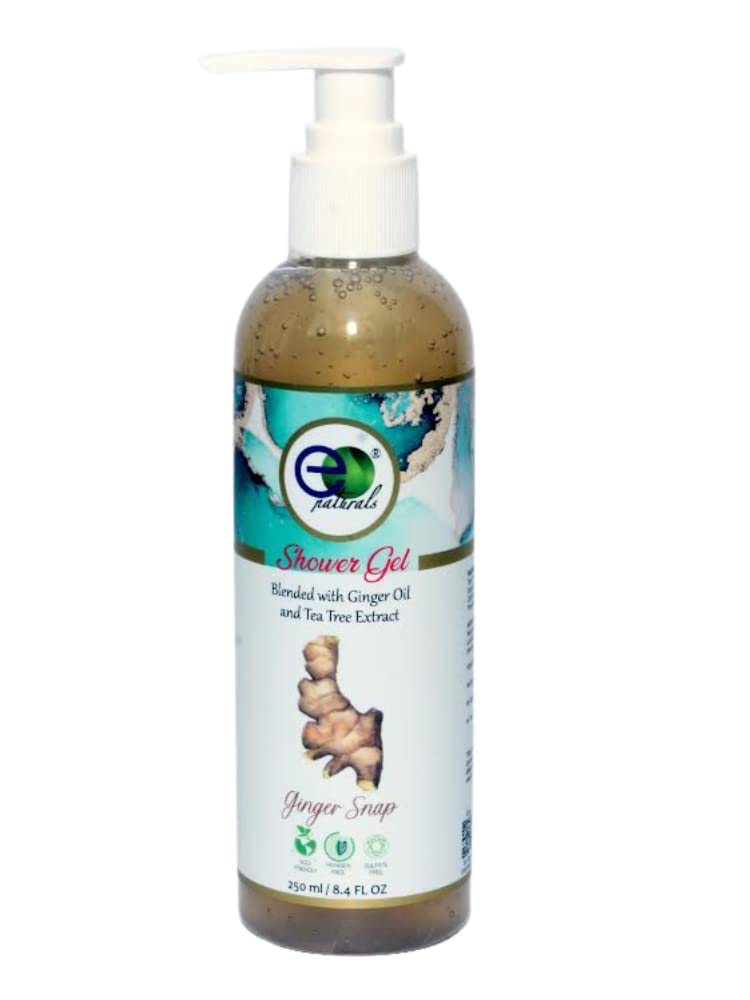 EO NATURALS Body Wash and Shower Gel for Women and Men With Skin Conditioners For Radiant Glow 250 ML Along with 1 piece Loofah (Ginger Snap)