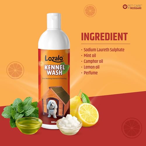 Image of Lozalo Kennel Wash Liquid 2x500ml for Washing Dog Kennel & Flooring, Pet Shops, Veterinary Clinics & Grooming Salons (Red)
