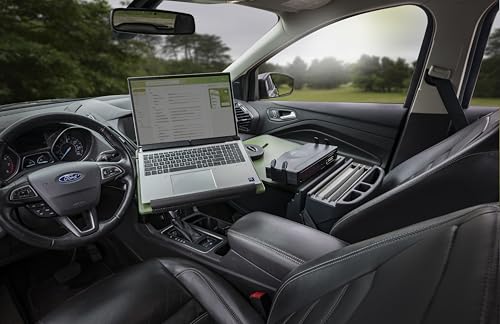 AutoExec Reach Car Desk for Your Vehicle Workstation and Mobile Office, Front Seat Army Green with Printer Stand by AutoExec - Image 2