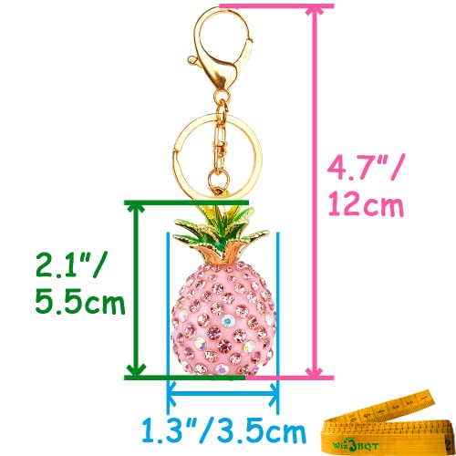 Cute Fashion 3D Cubic Graven Pineapple Shaped Rhinestone Alloy Metal Car Bag Phone Purse Keychain Pendent Decoration Gift (Pink) #TOP4
