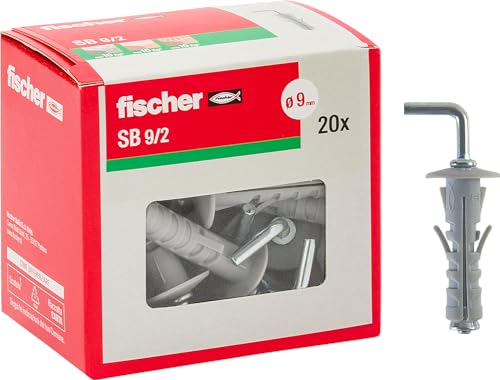 Fischer 508232 Dowels with Long Hook, Grey, 9 mm