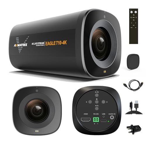 AVMATRIX Live Streaming Camera 10X Optical Zoom 75.4° Wide Angle ToF Auto Focus FHD 4K30fps