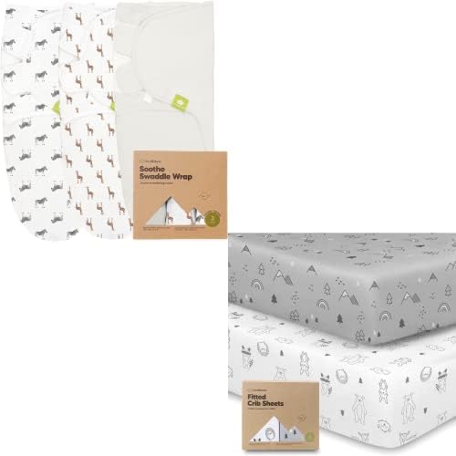 KeaBabies 3-Pack Baby Swaddle Sleep Sacks and 2-Pack Jersey Fitted Baby Crib Sheets - Organic Newborn Swaddle Sack - Soft & Breathable Crib Sheets for Boys and Girls