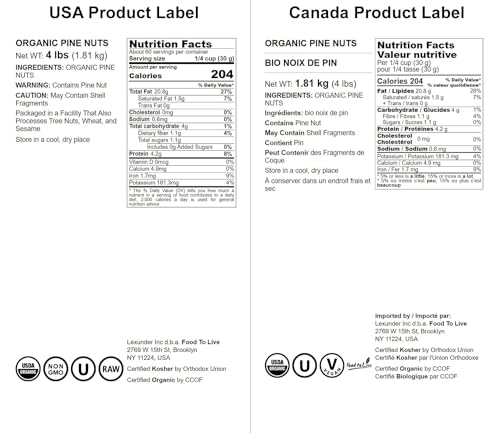 Food to Live Organic Pine Nuts, 4 Pounds – Non-GMO, Whole Raw Pignolias, Unsalted, No Shell, Vegan, Kosher, Bulk Snack. Rich in Vitamin E, Protein. Great for Pesto, Salads, Homemade Desserts