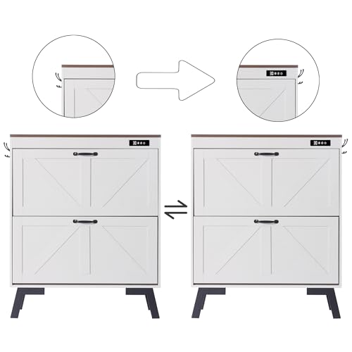 TaoHFE Farmhouse Small Shoe Cabinet Storage for Entryway,Deodorizing Shoe Organizer Cabinet Storage with 2 Flip Drawers,White flip Drawer Shoe Cabinet Hidden Cabinet Foyer,Hallway - Image 9