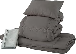 【Amazon.co.jp限定】 アイリスプラザ 布団セット 4点セット シングル チャコールグレー まくら 掛け布団 敷き布団 収納ケース 抗菌 防臭 防カビ 中空ポリエステルわた 周りの空気 含みやすい 保湿性 耐久性 丸洗い可