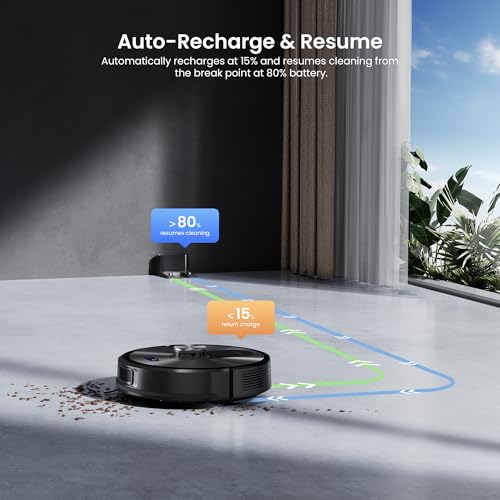 Proscenic Q10+ Robot Vacuum Cleaner with Mop, 8000Pa Strong Suction Robotic Vacuum, LiDAR Navigation, 200Mins Runtime, Smart App Control for Pet Hair, Hard Floors and Carpets - Image 6
