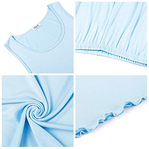 Joyaria Womens Bamboo Cooling Tank Top Pajama Jammies Sleep Sleepwear/Loungewear Shorts Set(Blue,Medium) #TOP6