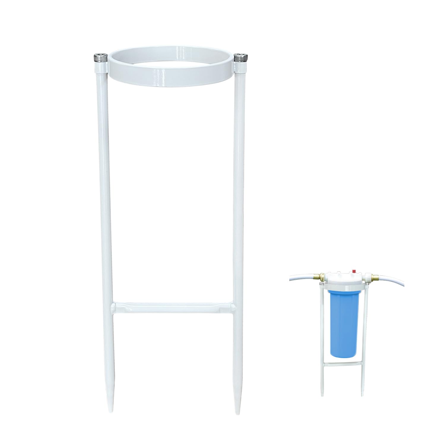 RV Water Filter Stand, Rust-Resistant Iron Holder, Anti-Kink, Tool-Free