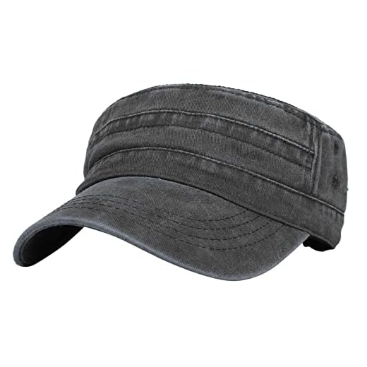 Jarseila Uomo Cappello Militare Classico Visiera Piatta Unisex Cappello Cotone Flat Top Cappellini da Baseball Stile Vintage, Regolabile, Nero, Taglia Unica 11 Jarseila Uomo Cappello Militare Classico Visiera Piatta Unisex Cappello Cotone Flat Top Cappellini da Baseball Stile Vintage, Regolabile, Nero, Taglia Unica