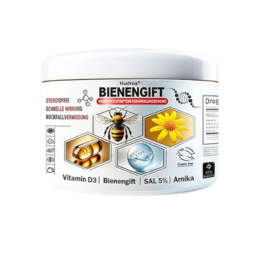 #VerdientProvisionen<br>Hudros Bienengift Multisymptom Behandlungscreme Hudros Bienengift Creme Psoriasis Bienengiftsalbe Bienengiftlinderungscreme Haut Reparatur Behandlung Creme für alle Hauttypen (1 Stück)