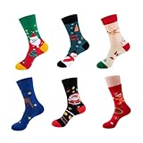 [siawadeky] クリスマス 靴下 6足セット サンタさん 雪だるま クリスマスツリー エルク ソックス 保温性 通気性 柔らかい おしゃれ コットンソックス クリスマスギフト 男女兼用 ワンサイズ