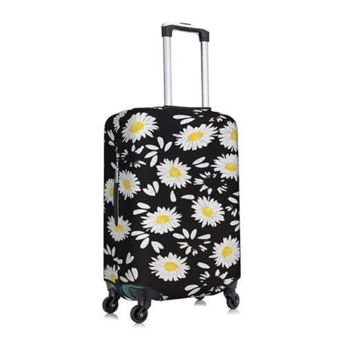 White Daisy Print Suitcase Cover Luggage Protector Washable Elastic Fashionable Travel Gear Cover3