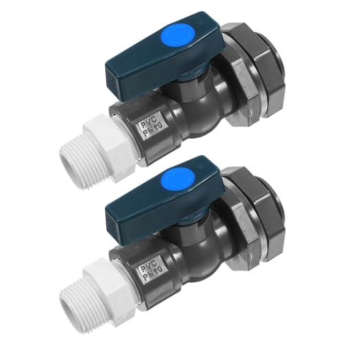 TEHAUX 2pcs PVC Rain Barrel Spigot Adapter Outdoor Water Tank Connector with Valve for Efficient Rainwater Control Quick Installation Rain Barrel Accessory