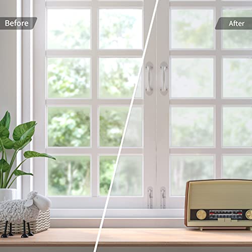 Mecto Window Privacy Film Clear Frosted Glass Window Film Removable Sun Blocking Privacy Window Film Non Adhesive Window Film For Home Office Shower Bathroom (Clear, 17.7 X 78.7 Inch) #TOP7