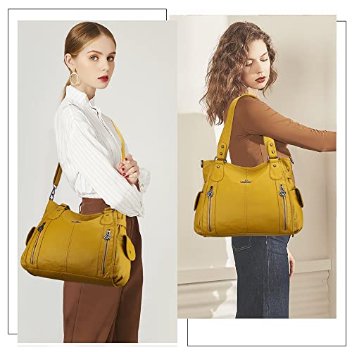 Image of Angel Kiss Handbags for Womens Top-Handle Hobo Purse Roomy Casual Shoulder Bags PU Tote Satchel Purse for Women