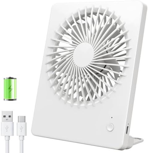 TriPole Desk Fan Silent, 3 Speeds USB Fan 2000mAh Rechargeable Battery ...