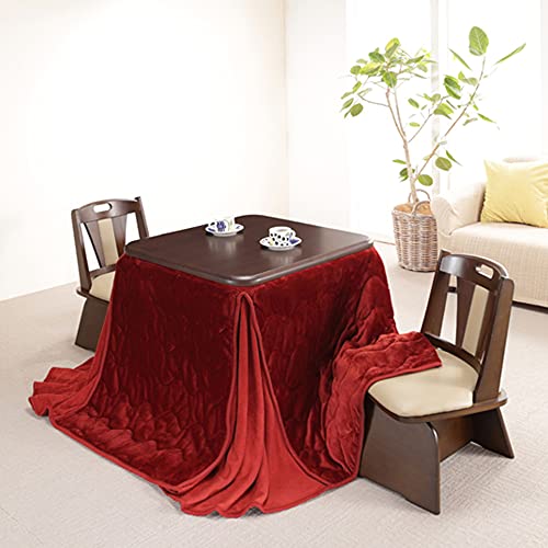 こたつ ダイニング こたつ 本体+専用省スペース布団+回転椅子2脚 4点セット 80x80cm レンガ×ブラウン