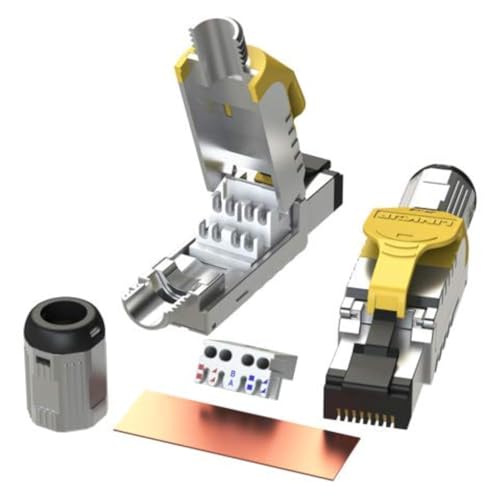 LINKUP - [GHMT & DSX8000 Certified] Cat8 Ethernet Cable Connector (6-Pack) RJ45 Metal Tool Free Easy Termination Plug | for 2000MHz 2GHz 40G Double Shielded Solid LAN Cable 22AWG-24AWG