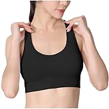 Crisscross Back Sports Bras for Women Soft Support Workout Gym Bra High Impact Breathable Fitness Yoga Tank Tops Bra Black