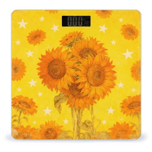 Báscula digital para baño con diseño de girasol y capacidad de 400 lb miniatura 1
