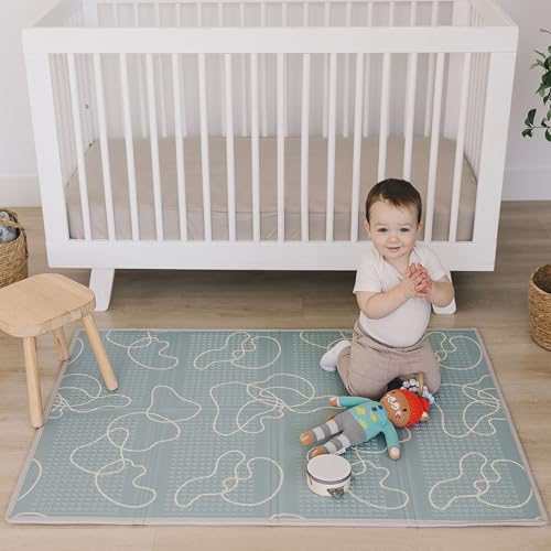 Bubba Bear Tapis d'eveil de Jeu/de Sol pour Enfant Bebe XXL en Mousse Epais Pliable Reversible - Tapis d'éveil de Motricité Favorisant Le Développement Sensoriel Cadeau bébé (120x90 cm, Vert)