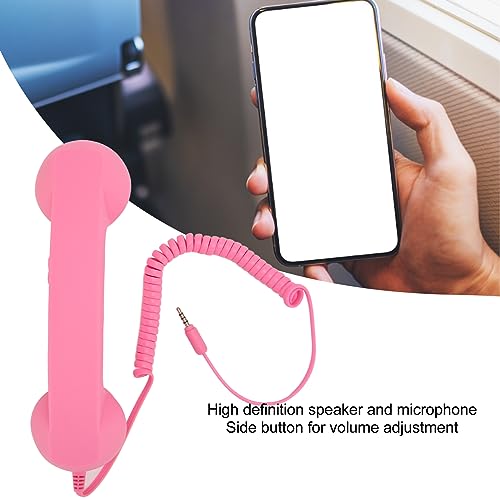 Retro Trådbunden Telefonlur 3,5 Mm - Strålningssäker (Rosa)