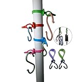 New Idea Beach Umbrella Pole Hanging Hook Set,Patio Sunshade Flexible and Adjustable for Most Poles, 8-Hooks, Anti Slip for Towels,Camera, Sunglasses (Solution A)