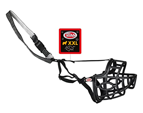 Muzzle plastic elastic muzzle 44.5cm plus collar 2.5cm: 37-68cm,MUZZLE-COLLAR-XXL, Black