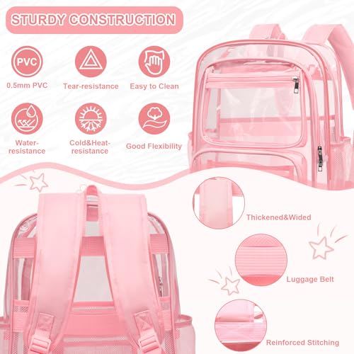 Attmu Clear Backpack for School, 17 inch Large Heavy Duty PVC Clear Bookbag by Attmu - Used condition - Image 4