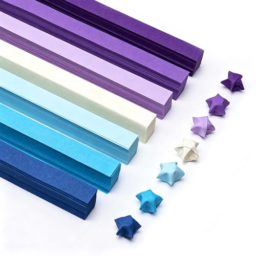 Origami Star Paper Strips 540 Sheets Double-Sided Coloured Paper for Star Making 7 Vibrant Colors DIY Hand Arts and Crafts Supplies for Kids and Adults