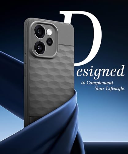 Image of WOW IMAGINE Back Cover for Oppo Reno 15 Pro 5G | Reno 15 Pro Mini 5G with Hexa Cube Design | Ultra Slim Soft Rubberised Case | Inner Velvet Fabric | Flexible Mobile Case | Camera Protection - Grey