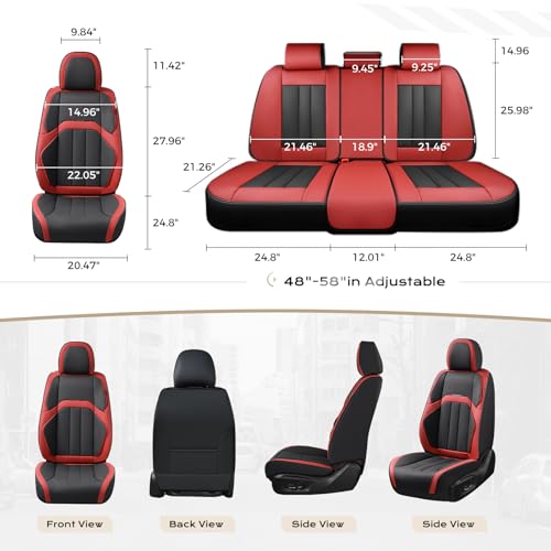 Image of Coverado Car Seat Cover, Cover for Cars Full Seat, Premium Leather, Universal Fit Waterproof Seat Protectors, Car Seat Cushion Non-Slip for Most Cars-Black Red