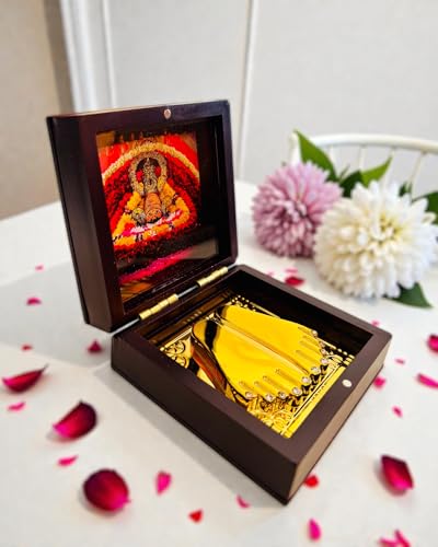 Image of Khatu Shyam Ji Golden Charan Paduka Foldable Mandir | Mini Puja Mandir for Home, Office & Car | Auspicious Spiritual Gift | Religious Gift for Mom & Dad (Khatu Shyam Ji)