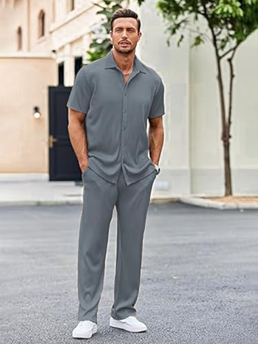 Image of CHKOKKO Men Solid Co Ords Casual Summer Wear Coords Stylish Gents Cord Set Half Sleeves Track Suit Polo Neck Western Co-ord Set