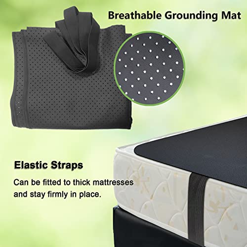 Grounding Mat, Breathable Grounding Pad Kit With Grounding Cable For Better Sleep, Reduce Stress - Perforated Design 100% Conductive Carbon Leatherette Grounding Therapy Mat - Full Size (54 X 71 Inch) #TOP4