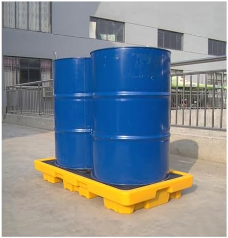 Oil Spill Containment Tray - Heavy-Duty Polyethylene Spill Pallet for Drums & Buckets, Low-Profile Spill Platform with Drainage for Garage & Industrial Use (20L, 66x36x12 CM)