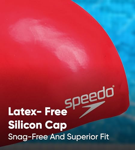 Speedo Mütze Plain Moulded Silicone Junior, Red, One Size, 8-709900004ONESIZE, Rot