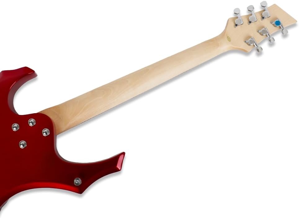 Fojill Cool Shape 39 Inch Electric Guitar Solid Body Maple Neck Rosewood Fretboard With Gig Bag Strap Cable(FCG-50, Metallic Red)